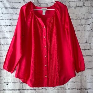 Soft Surroundings Linen Long Sleeve Button Down Blouse‎ Size Medium